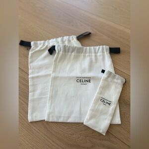 Celine Cream Drawstring Dust-bags.  3 pc Set